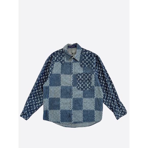 Louis Vuitton Nigo Navy Giant Damier Monogram Button Up Shirt - Picture 1 of 7